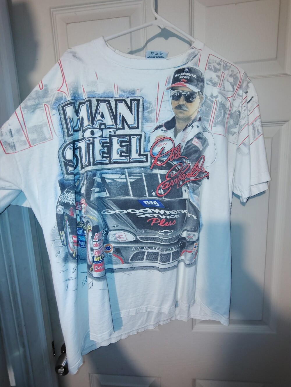 Chase Authentics White/Blue 'Man of Steel' Dale Earnhardt Graphic Tee